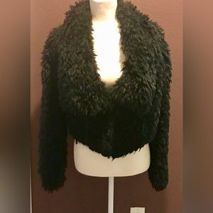 Black shaggy lined cute coat!
